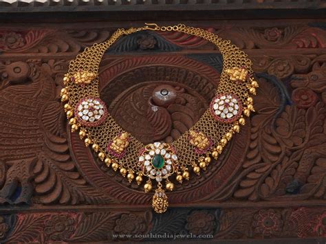 South Indian Gold Temple Necklace Design South India Jewels