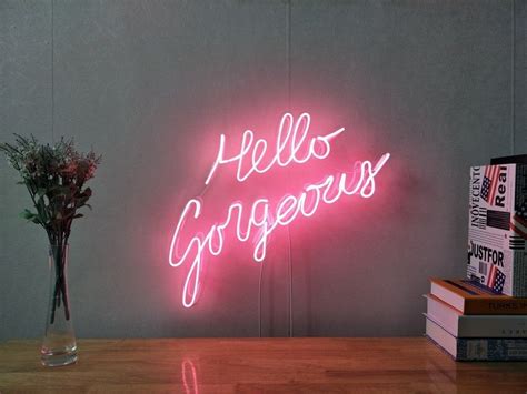Hello Gorgeous Real Glass Neon Sign For Bedroom Garage Bar Man Cave Room Home Decor Handmade