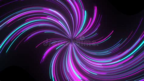 Abstract Neon Lines Twisted Into A Spiral 3d Illustration Stock
