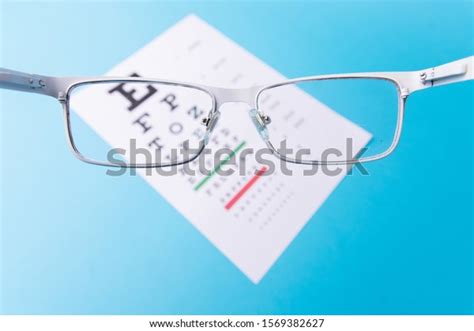 Handheld Glasses View Snellen Chart Blue Stock Photo 1569382627