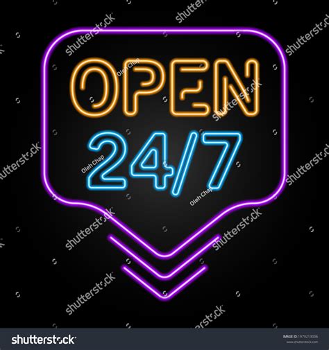 Open Neon Sign Modern Glowing Banner Stock Vector Royalty Free