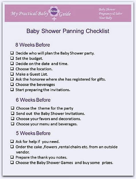 Printable Baby Shower Checklist Printable World Holiday