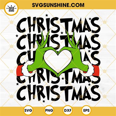 Christmas Grinch Hand Svg Grinch Heart Hands Svg Grinch Christmas Svg