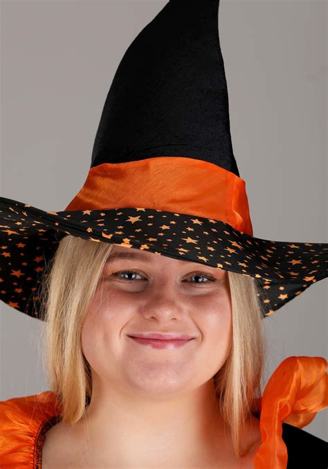 Plus Size Sparkling Orange Witch Womens Costume