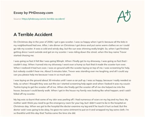 A Terrible Accident Essay Paragraph Road Accident Essay Words Essay On Road Accident