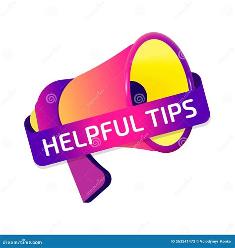 Helpful Tips Banner Label Badge Icon With Megaphone Flat Design Stock