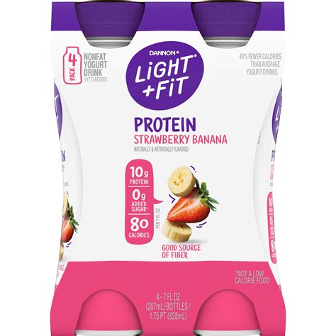 Light Fit Nonfat Strawberry Banana Protein Smoothie Yogurt Drink 7