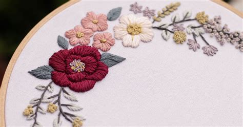 Floral hand embroidery. Free pattern to print - Huong Handmade