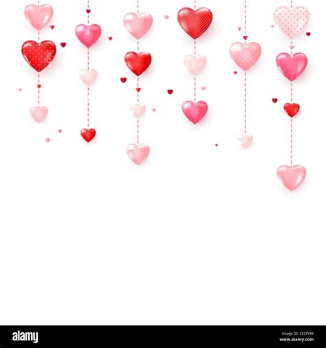 Guirnalda Vertical De Colores Corazones Día De San Valentín Fondo