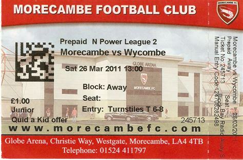 Interactive map and pictures of morecambe home ground christie road; The Wycombe Wanderer: Morecambe - Globe Arena