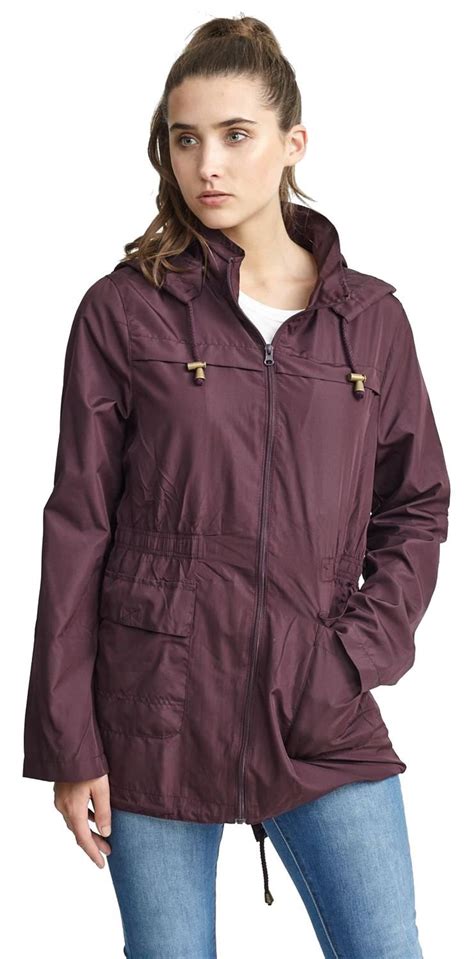New Womens Plus Size Contrast Zip Waterproof Raincoats Fishtail Parka