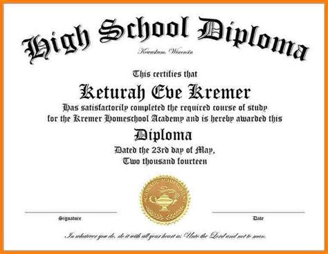 High School Diploma Template Word High School Diploma Free High