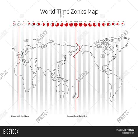 World Map Standard Time Zones Vector Stock Vector Roy