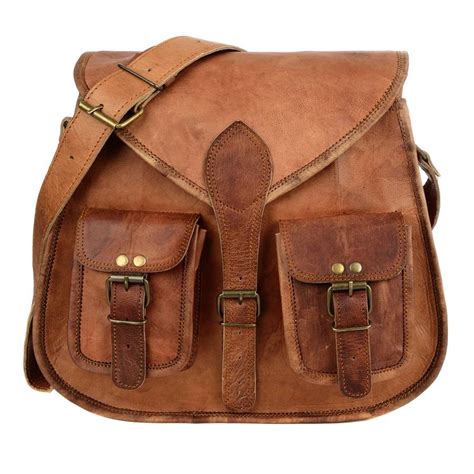 Brown Leather Satchel Style Saddle Bag By Paper High