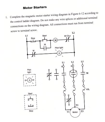 Solved Complete The Magnetic Motor Starter Wiring Diagram In