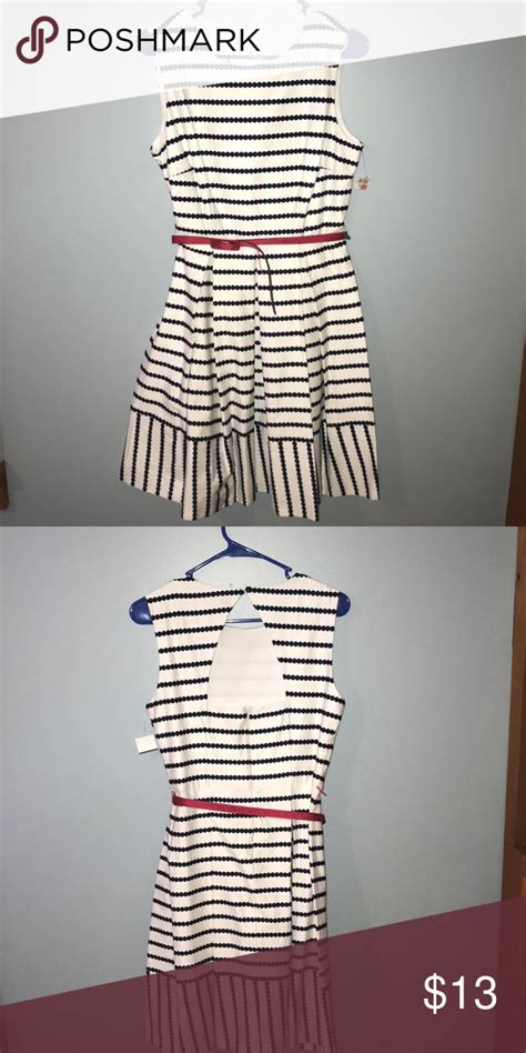 Black And White Striped Dress With Red Belt Striped Dress White Striped Dress Jcpenney Dresses