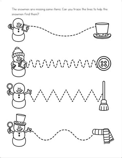 Snowman Worksheets For Kids