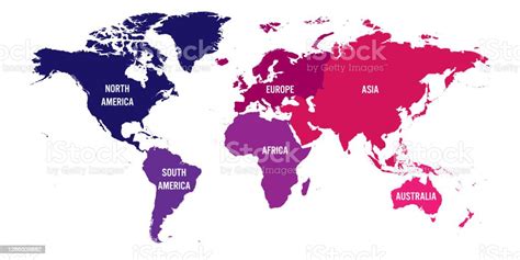 Vetores De Mapa Do Mundo Dividido Em Seis Continentes Cada Continente