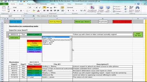 How to organize gmail labels and filters. Excel spreadsheet providing list of reminders / future ...