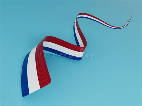 3d Flag Of Netherlands 3d Shiny Waving Flag Ribbon Isolated On Blue Background 3d Illustration