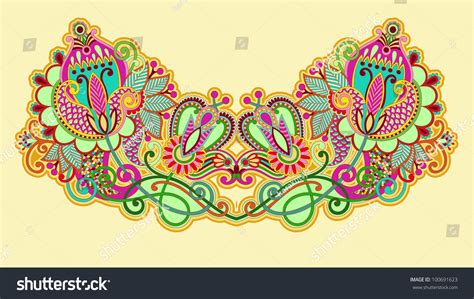 Neckline Embroidery Fashion Stock Vector Royalty Free