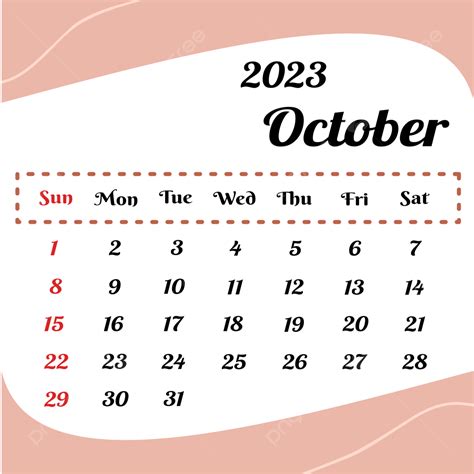 Gambar Kalender Oktober 2023 Kalender 2023 Oktober Rancangan Png Dan