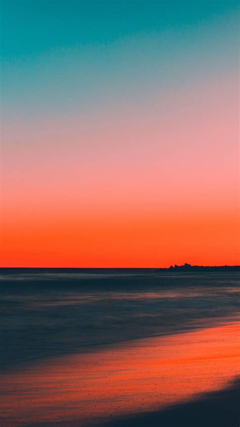 Download 1080x1920 wallpaper beach, clean sky, skyline, sunset, samsung ...