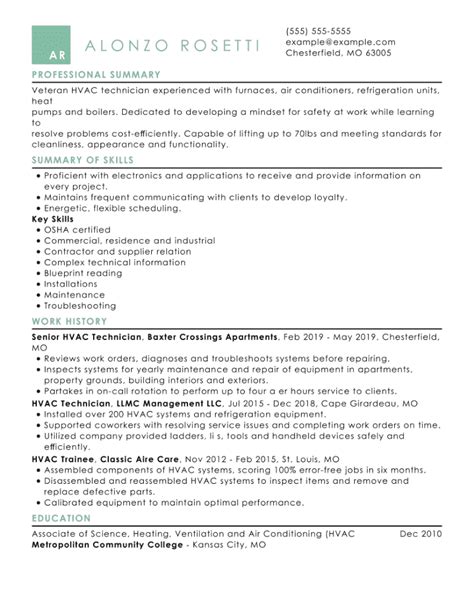 Hvac Resume Examples To Help You Build Yours