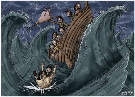 Bible Cartoons Jonah 01 Scene 04 Overboard