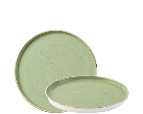 Churchill Stonecast Sage Green Walled Plate 825 21cm