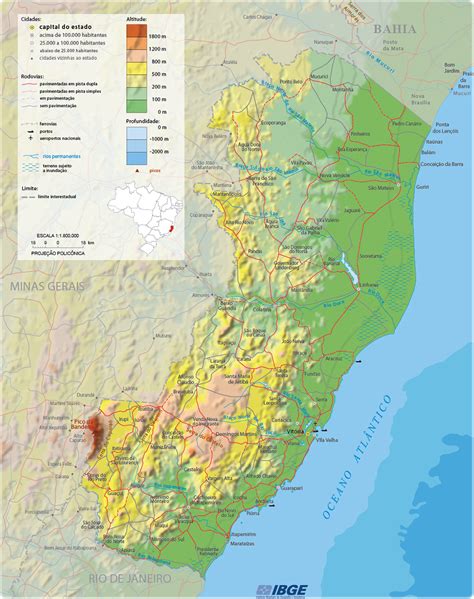 Map State Of Espírito Santo Brazil