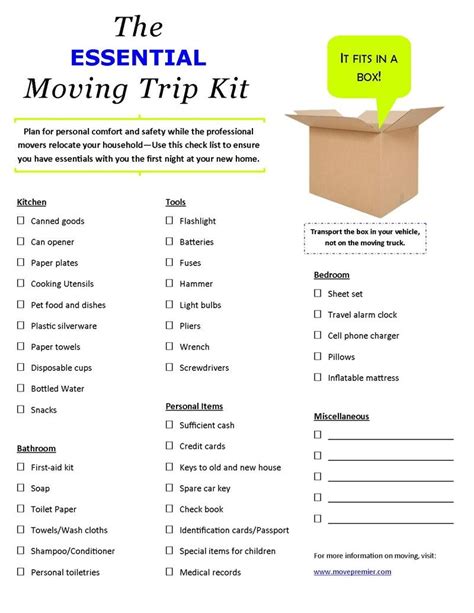 Printable Checklist For Moving Into A New House