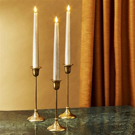 Arden Brass Taper Candle Holders Set Of Three Decor Candle Holders Taper Candle Holders