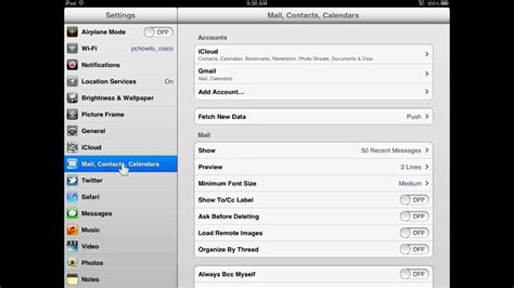 Apple Ipad Set Mail Preview Options Youtube