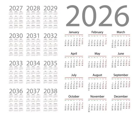 Calendario Simple 2026 Sobre Fondo Blanco Ilustración Vectorial 2023