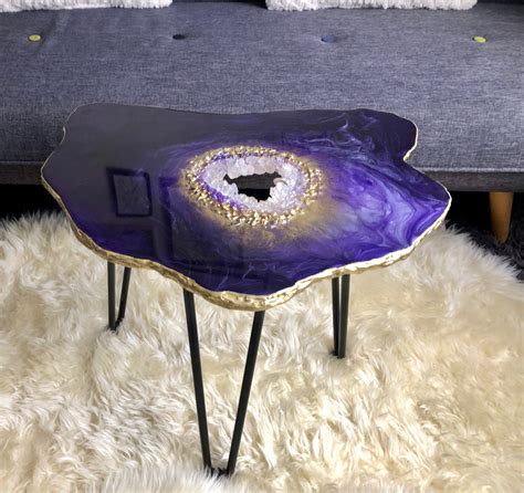 Decorativecoffee Table Purple Geode Inspired Epoxy Resin And Etsy Uk
