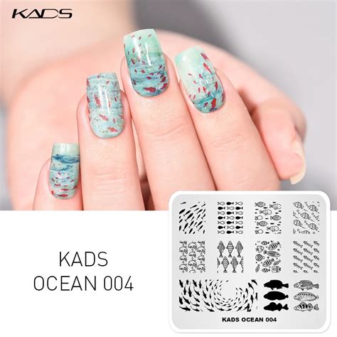 Kads Nail Template Ocean 004 Nail Art Stamping Image Plate Fish Design