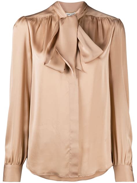 Saint Laurent Pussy Bow Satin Shirt Farfetch