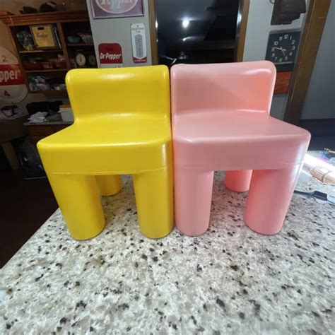 Little Tikes Child Size Chunky Chairs Set Of 2 Yellow Pink Vintage