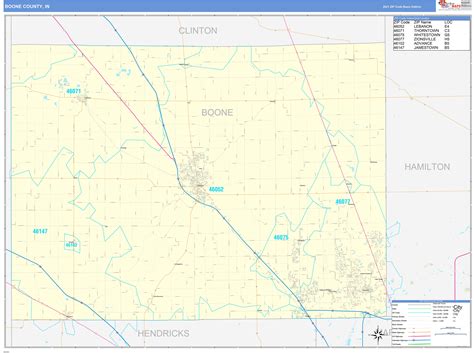 Boone County In Zip Code Wall Map Basic Style By Marketmaps Mapsales