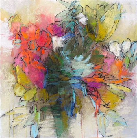 Tulips And Bleeding Hearts By Debora Stewart Pastel ~ 22 X 22