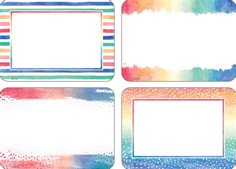 Watercolor Name Tags/Labels - Multi-Pack - TCR8968 | Teacher Created 