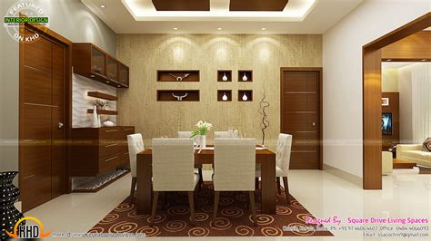 Contemporary Kitchen Dining And Living Room Kerala Home Design And