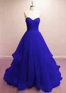 Pretty Royal Blue Prom Gowns Blue Evening Dresses Tulle Formal Gowns