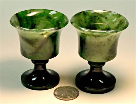 Vintage Jade Siberian Nephrite Gemstone Pair Green Cups 170 Etsy Uk