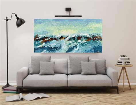 Large Impasto Painting Acrylic Abstract Water Art