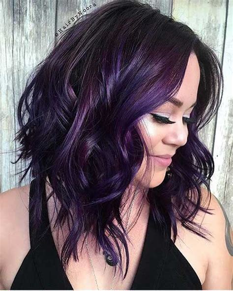 Dark Purple Highlights Dark Purple Hair Color Hair Color And Cut