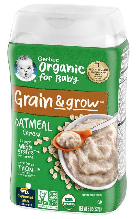 Gerber Organic For Baby 1st Foods Grain And Grow Cereal Oatmeal Cereal
