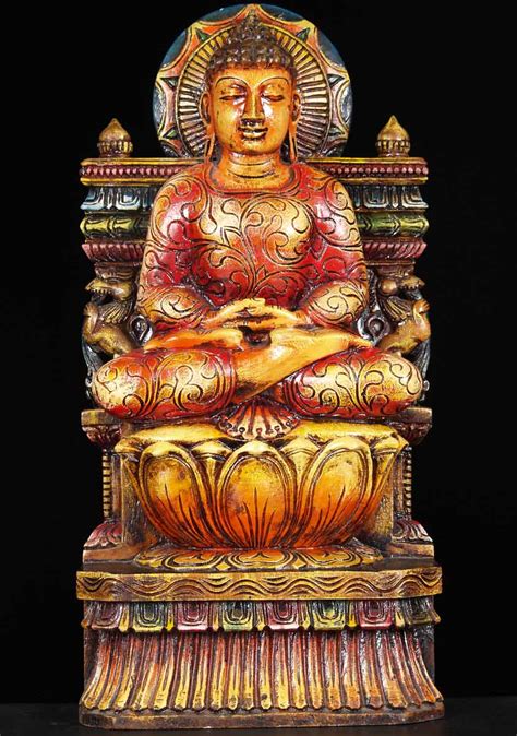 Sold Wooden Meditating Buddha Statue 24 65w13zi Hindu Gods