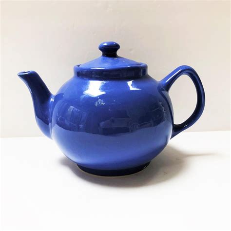 Vintage Navy Blue Ceramic Teapot Four Cup Modern Farmhouse Etsy Gold